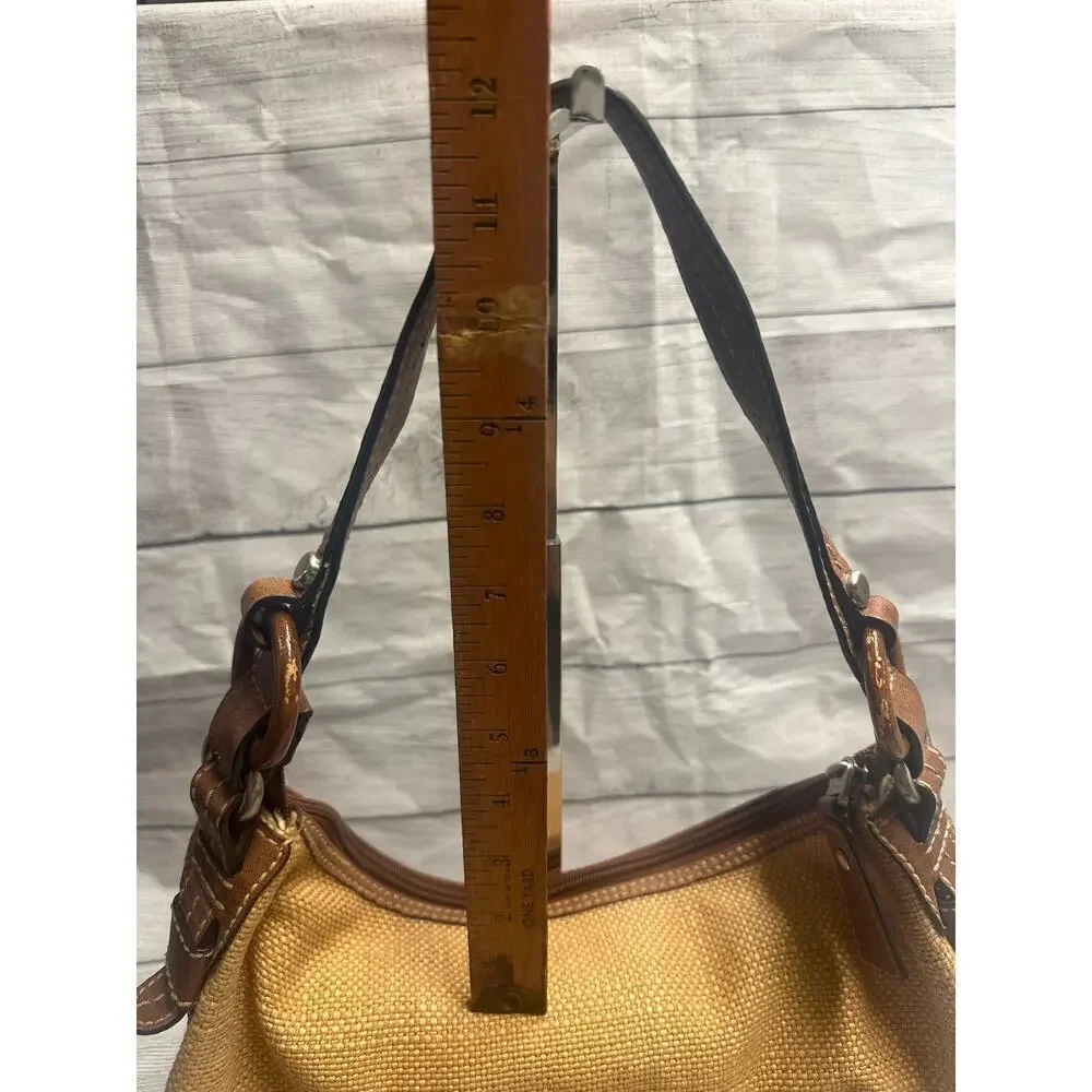 Fossil Paisley Bottom Shoulder Bag Leather & Wood Trim Hobo Purse - Picture 13 of 15